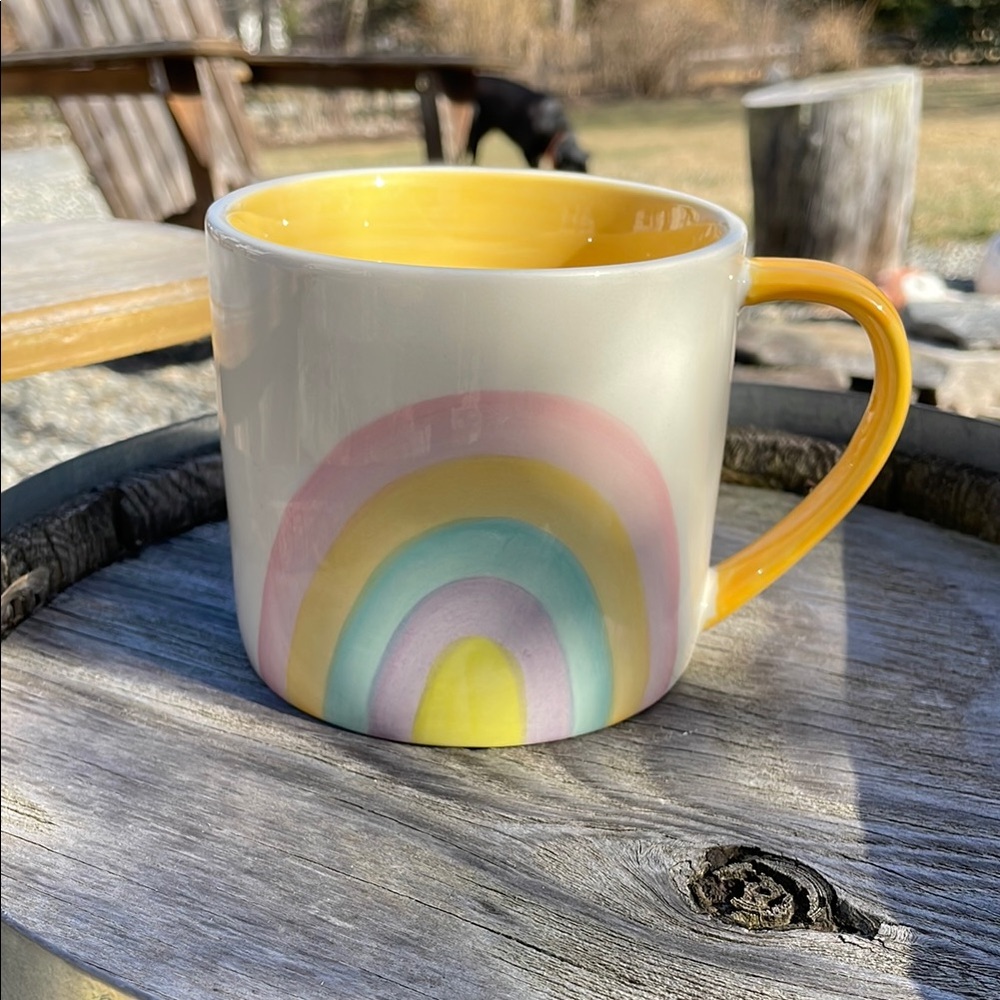 Rainbow Ceramic Mug with Orange Interior - Picture 1 of 4